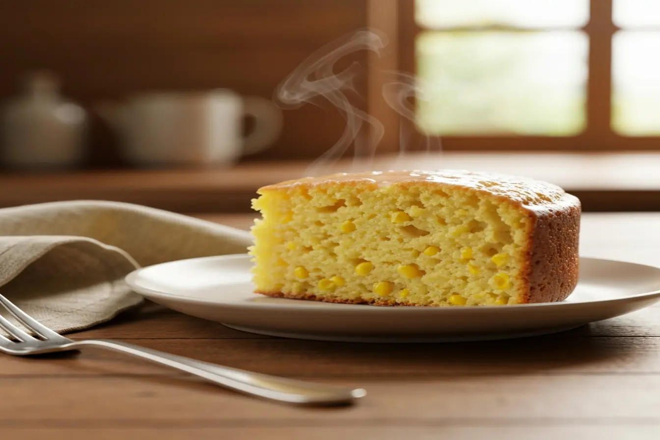 Bolo de milho de liquidificador macio e fácil para o café Bolo de milho de liquidificador macio e fácil para o café