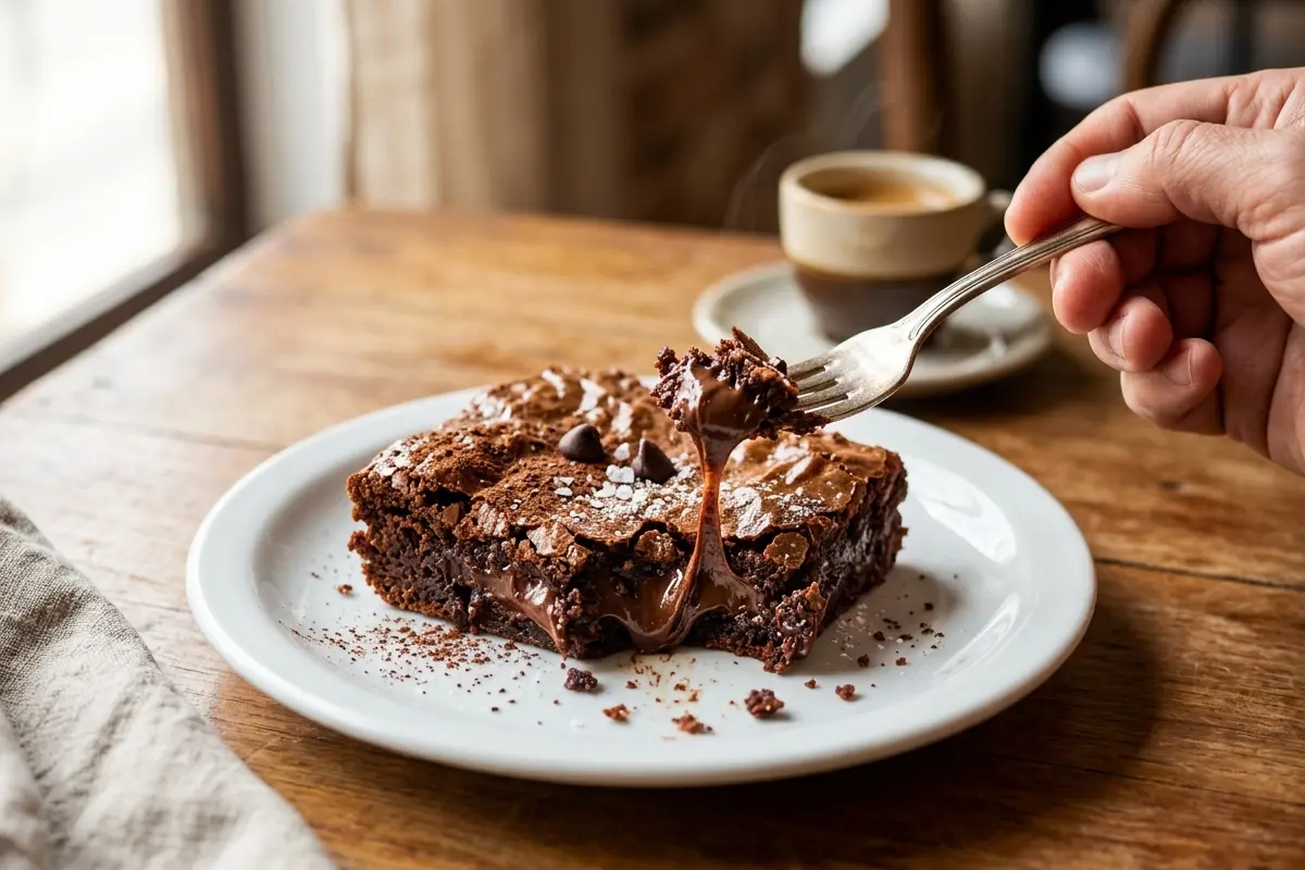 Brownie de chocolate com cacau 50% segredo para casquinha crocante e interior úmido Brownie de chocolate com cacau 50% segredo para casquinha crocante e interior úmido