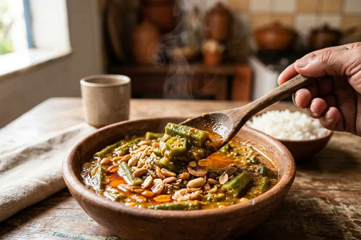 Caruru baiano tradicional com quiabo sem baba e camarão seco na ordem certa Caruru baiano tradicional com quiabo sem baba e camarão seco na ordem certa