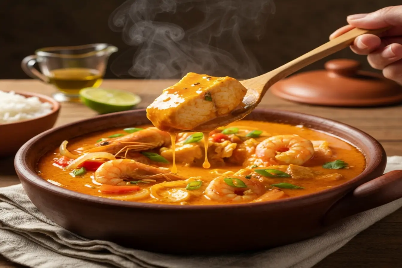 Adeus moqueca rala e sem cor: o segredo do leite de coco caseiro e do dendê Adeus moqueca rala e sem cor: o segredo do leite de coco caseiro e do dendê