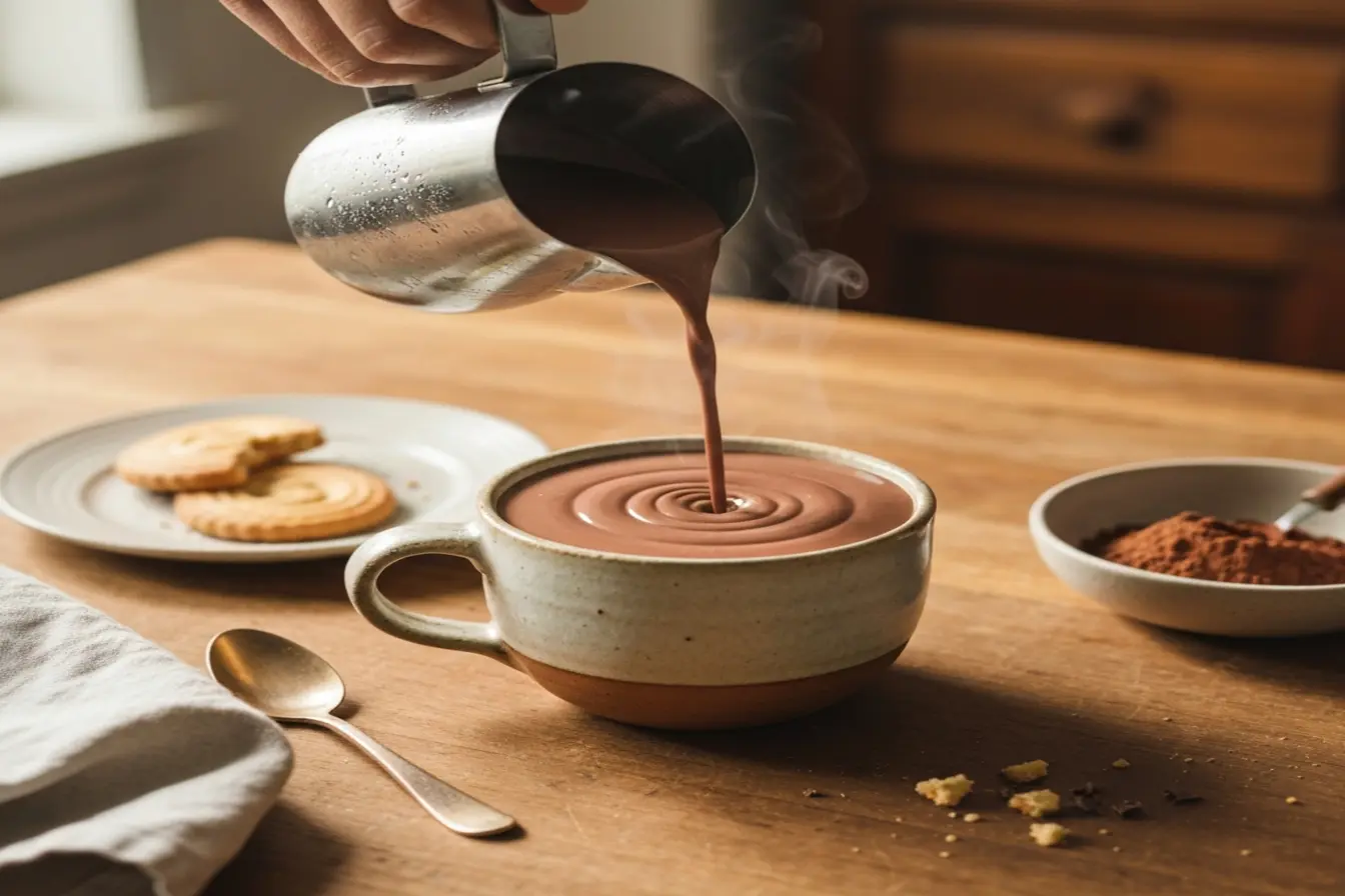 Chocolate quente cremoso de cafeteria: pronto com ingredientes de casa Chocolate quente cremoso de cafeteria: pronto com ingredientes de casa