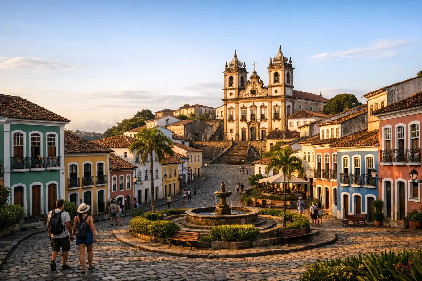 Cidades Históricas da Bahia Que Parecem Cenários de Filme e Valem a Visita Vista panoramica de cidade historica da Bahia com casas coloniais coloridas ruas de pedra e igreja barroca