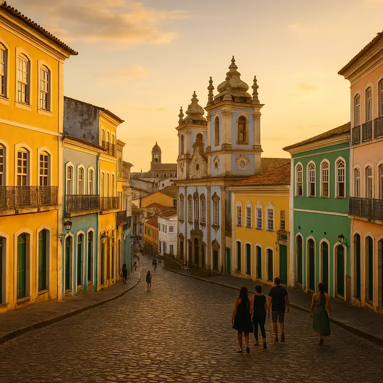 Praia paradisíaca com mar azul e coqueiros na Bahia