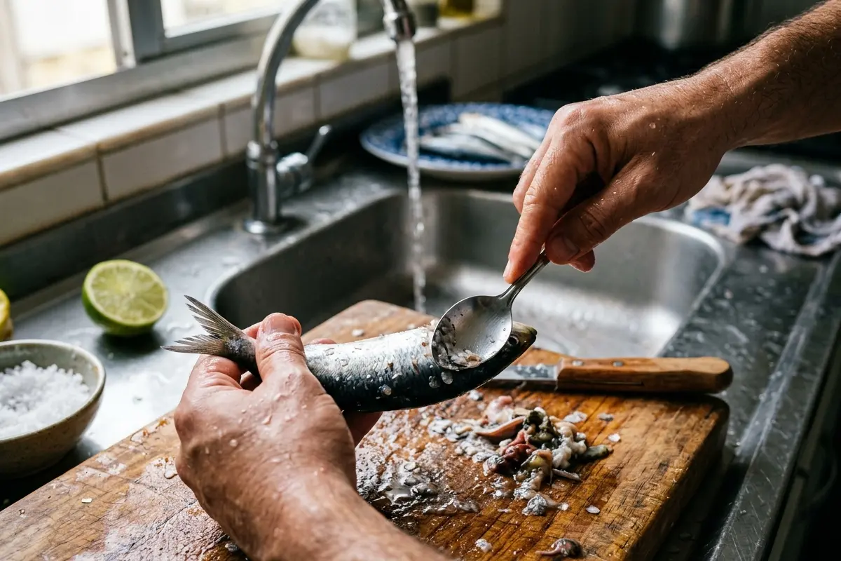 Como limpar sardinha rápido sem sujeira o segredo para tirar a espinha central Como limpar sardinha rápido sem sujeira o segredo para tirar a espinha central