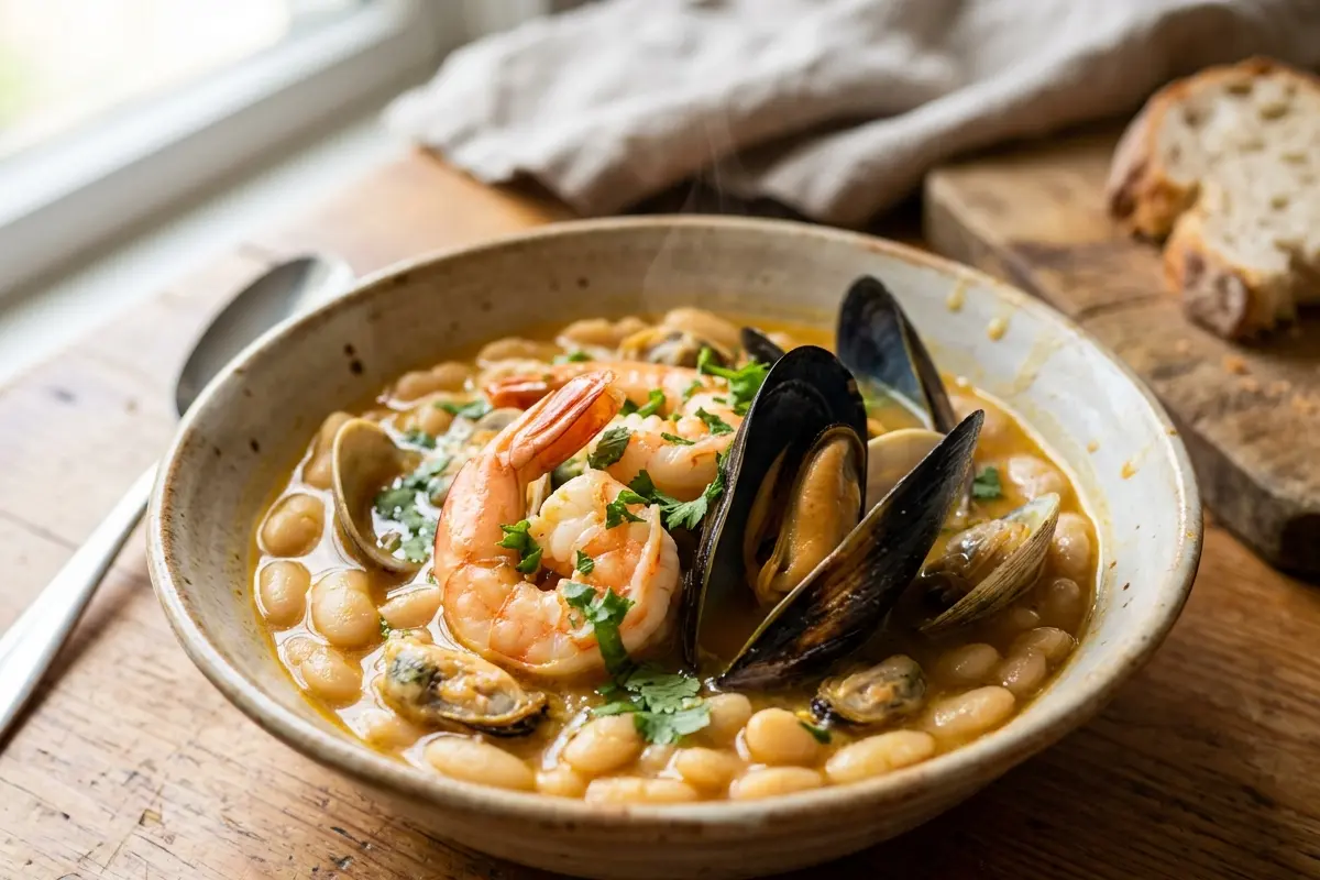 Feijão branco com frutos do mar o segredo para caldo cremoso e suculento sem erro Feijão branco com frutos do mar o segredo para caldo cremoso e suculento sem erro