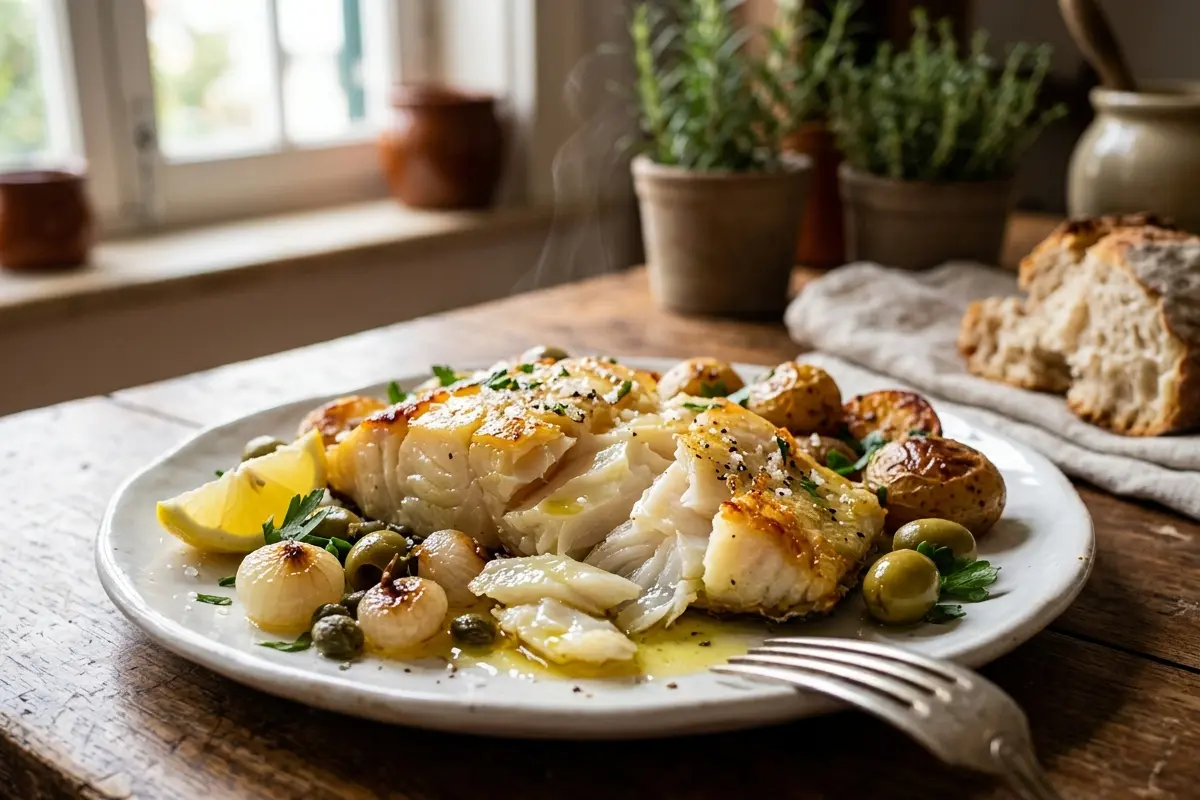 Lombo de bacalhau confitado o segredo do azeite e alho para textura sedosa Lombo de bacalhau confitado o segredo do azeite e alho para textura sedosa