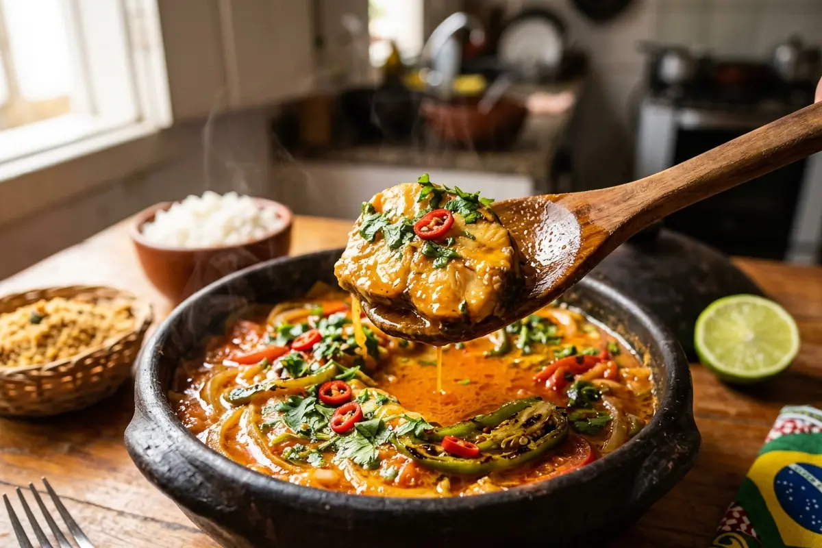 O truque da Moqueca de arraia baiana para o peixe não desmanchar O truque da Moqueca de arraia baiana para o peixe não desmanchar