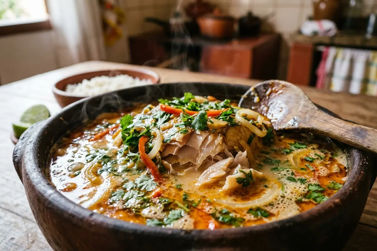 Moqueca de cação ao molho de coco com truque para ficar suculenta e sem espinhas Moqueca de cação ao molho de coco com truque para ficar suculenta e sem espinhas