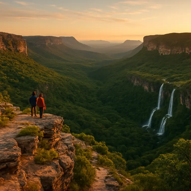 Vista panoramica da Chapada Diamantina com montanhas e vegetacao exuberante