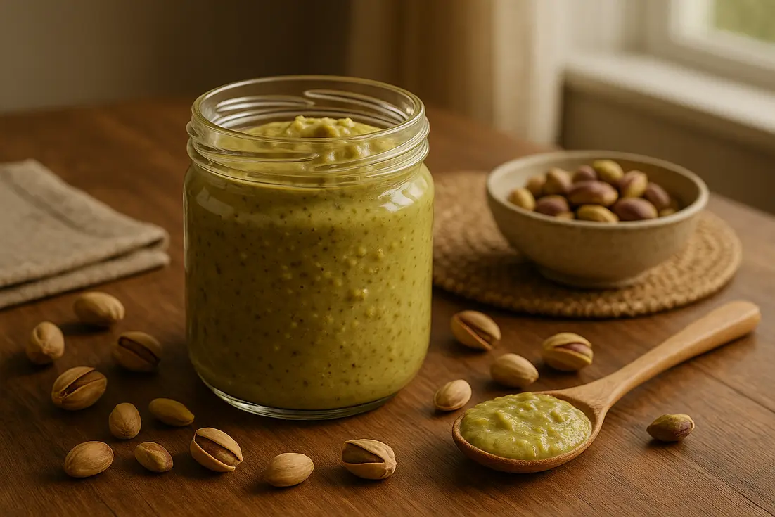 Pasta de pistache caseira rápida e cremosa para sobremesas Pasta de pistache caseira rápida e cremosa para sobremesas