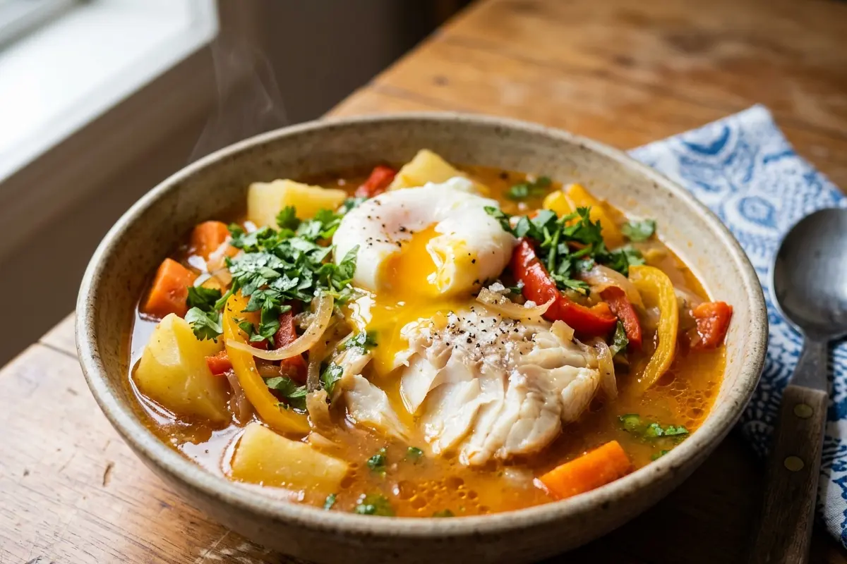 Peixada com ovos e legumes o truque para ovos por cima perfeitos e peixe suculento Peixada com ovos e legumes o truque para ovos por cima perfeitos e peixe suculento