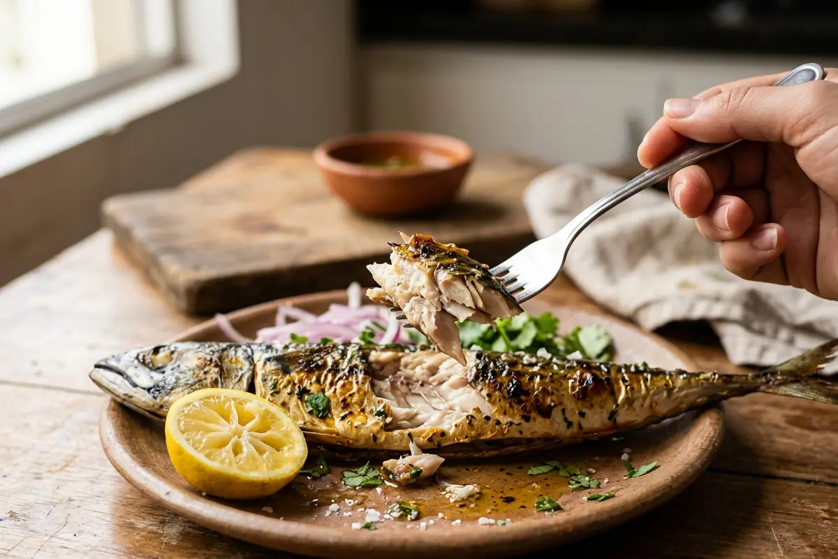 Peixe cavalinha assada econômica com truque da marinada que mantém suculência Peixe cavalinha assada econômica com truque da marinada que mantém suculência