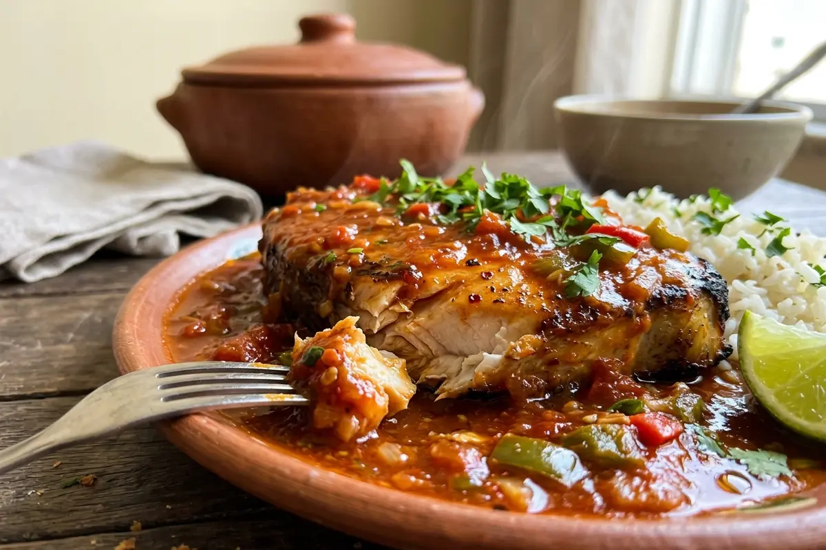Posta de cação ao molho vermelho suculenta e sem erro com leite de coco e coentro Posta de cação ao molho vermelho suculenta e sem erro com leite de coco e coentro