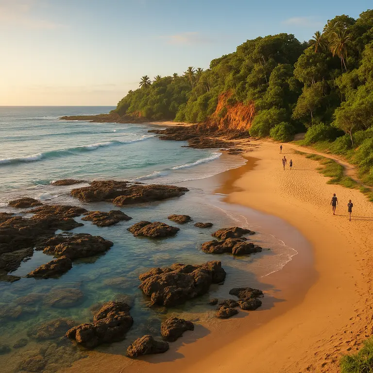 Praia isolada com mar cristalino e areia branca na Bahia