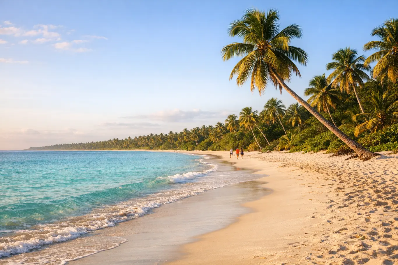 Destinos Paradisíacos na Bahia Que Você Ainda Não Conhece: Praias e Cachoeiras Praia paradisíaca na Bahia com areia branca e mar azul turquesa ao entardecer
