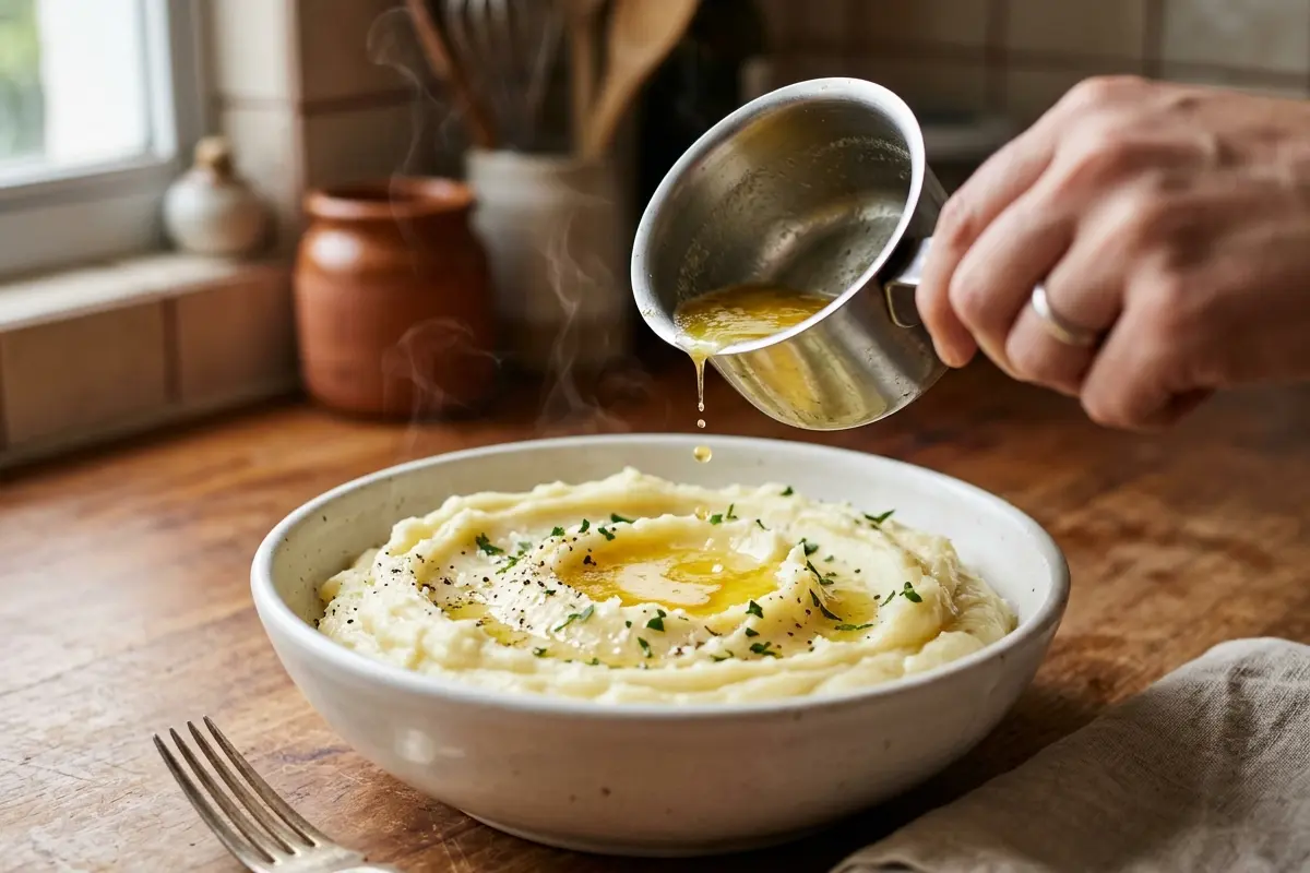 Purê de batata bem liso o truque do leite quente para ficar sem grumos Purê de batata bem liso o truque do leite quente para ficar sem grumos