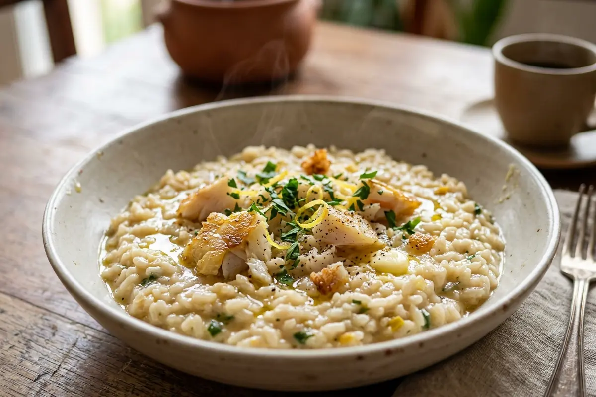 Risoto de sobra de peixe o truque para ficar cremoso sem desperdício Risoto de sobra de peixe o truque para ficar cremoso sem desperdício