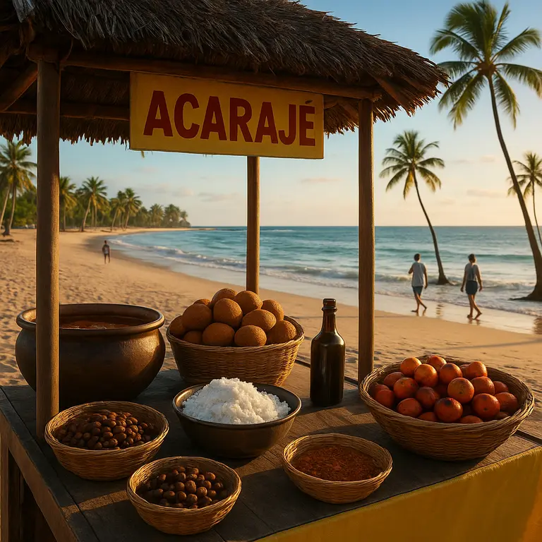 Prato tradicional baiano com vatapa, camarão e dendê servido em prato rústico