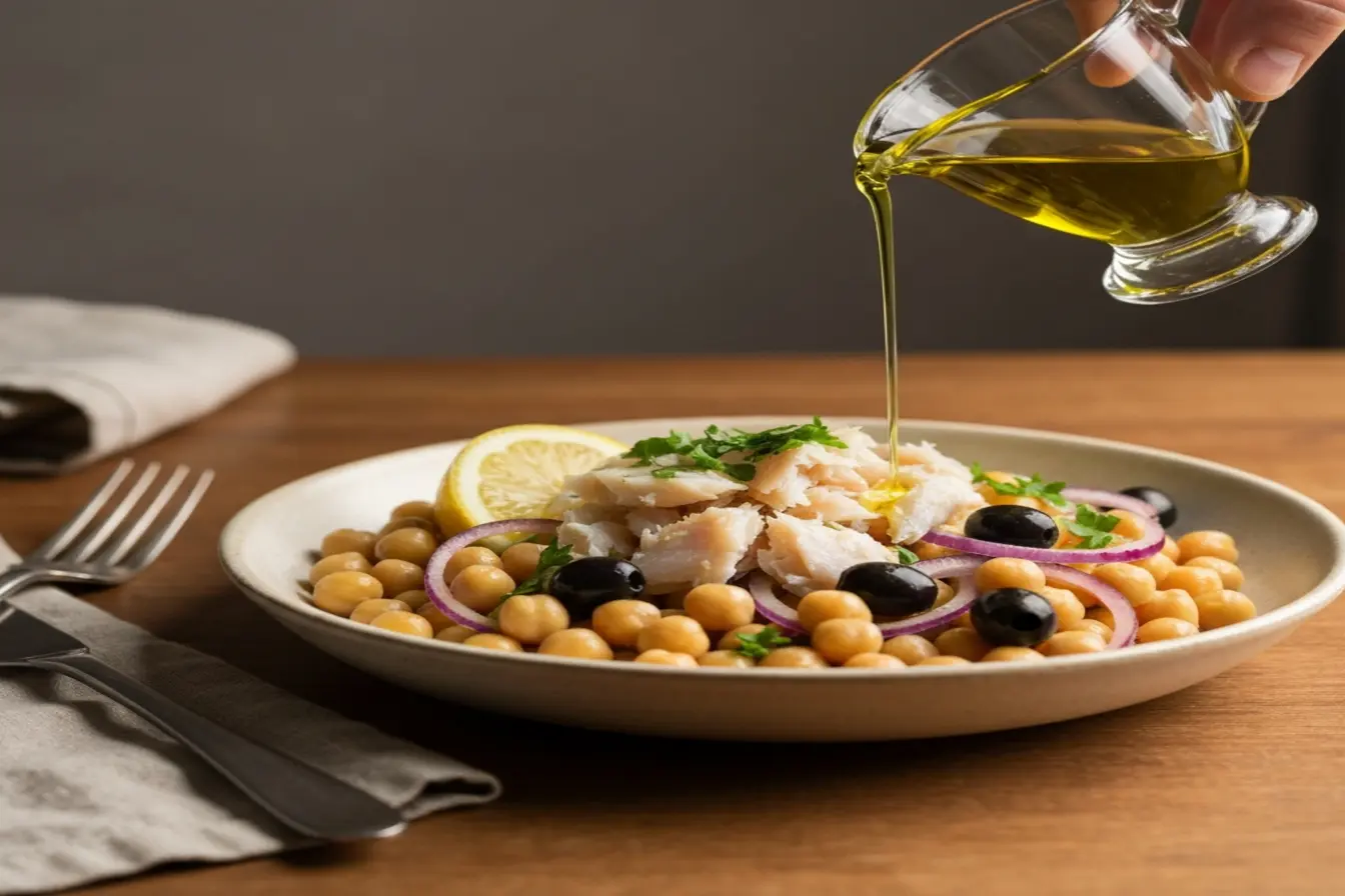 Salada de bacalhau com grão de bico: refrescante e nutritiva para o almoço Salada de bacalhau com grão de bico: refrescante e nutritiva para o almoço