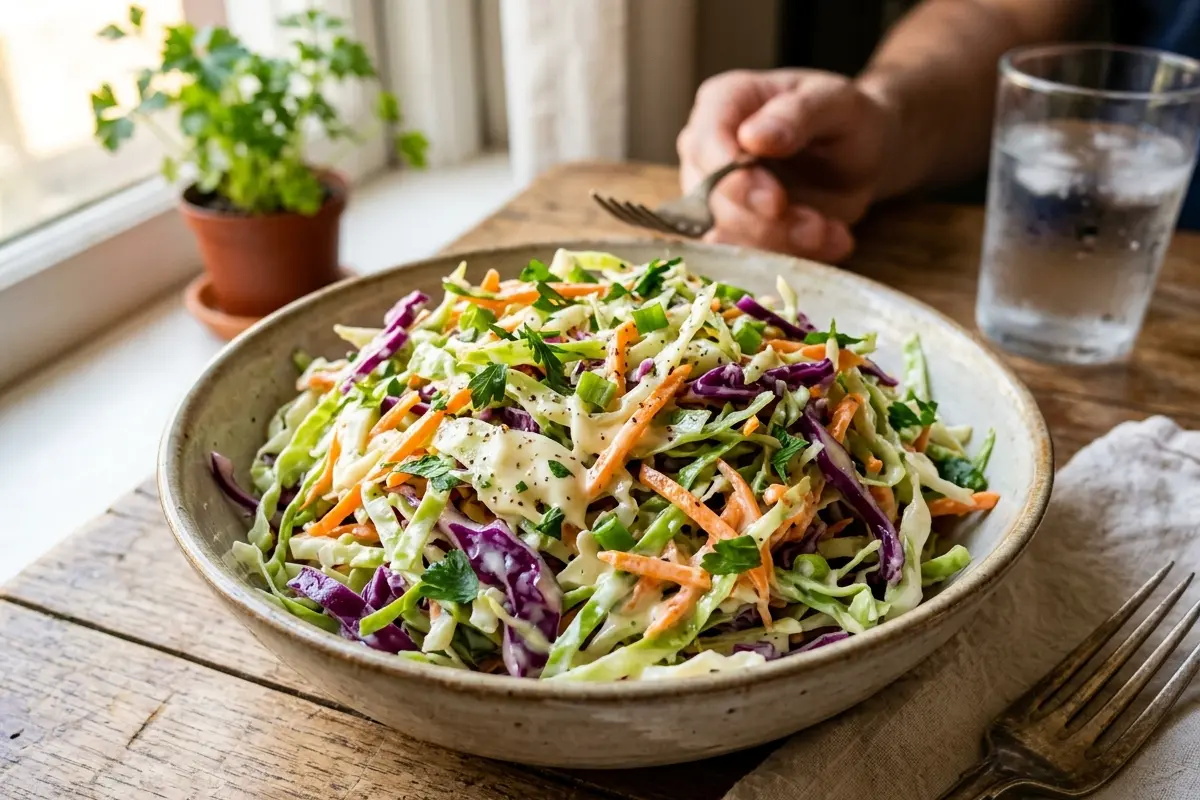 Salada de repolho com maionese o truque da avó para ficar lisa Salada de repolho com maionese o truque da avó para ficar lisa