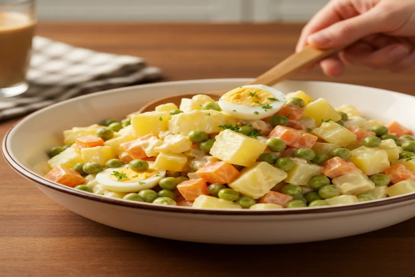 Salada russa colorida: o acompanhamento clássico para peixes assados Salada russa colorida: o acompanhamento clássico para peixes assados