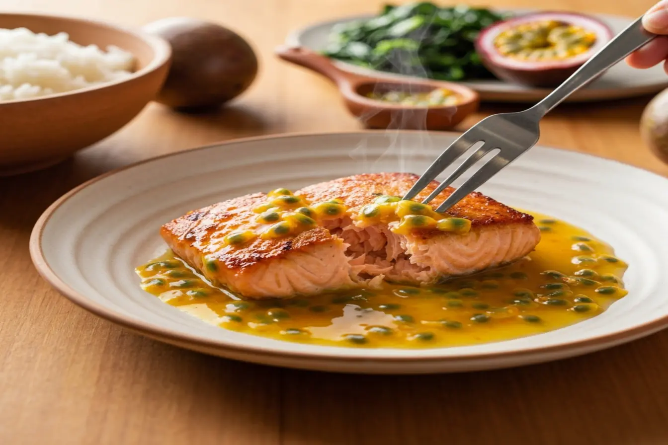 Salmão ao molho de maracujá: o equilíbrio perfeito entre o doce e o cítrico Salmão ao molho de maracujá: o equilíbrio perfeito entre o doce e o cítrico