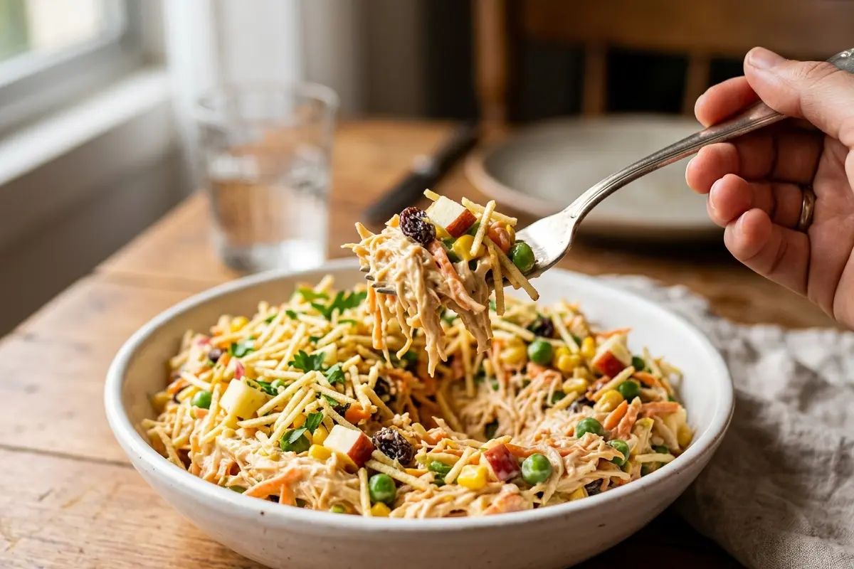 Salpicão de frango cremoso: truque de desfiar quente para nunca ficar aguado Salpicão de frango cremoso: truque de desfiar quente para nunca ficar aguado