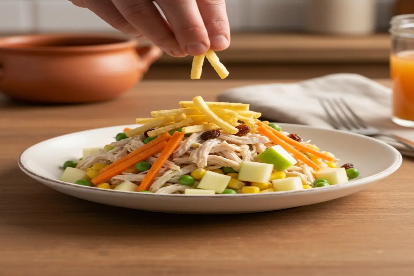 Salpicão de frango cremoso: a receita que não pode faltar nas festas Salpicão de frango cremoso: a receita que não pode faltar nas festas