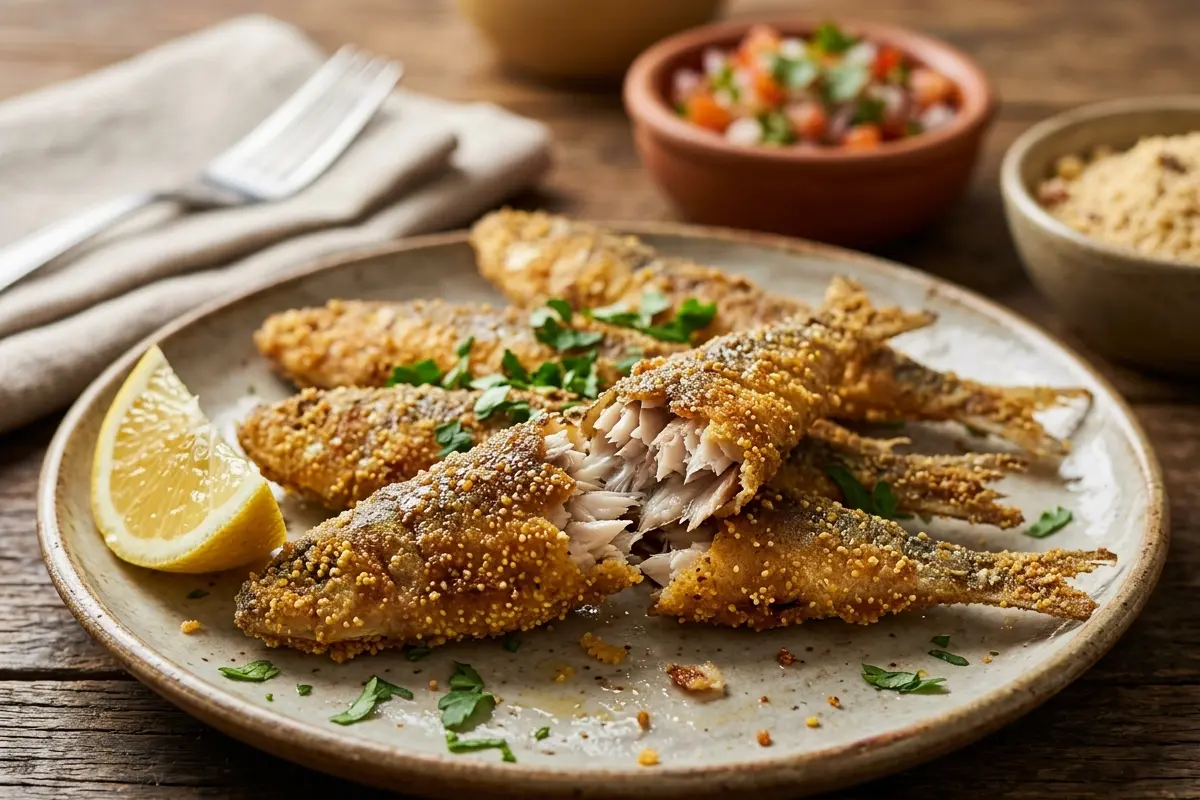 O truque da avó para Sardinha empanada no fubá super crocante e sequinha O truque da avó para Sardinha empanada no fubá super crocante e sequinha