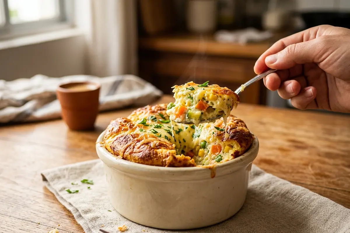 Suflê de legumes que não murcha o segredo é queijo minas e creme de leite