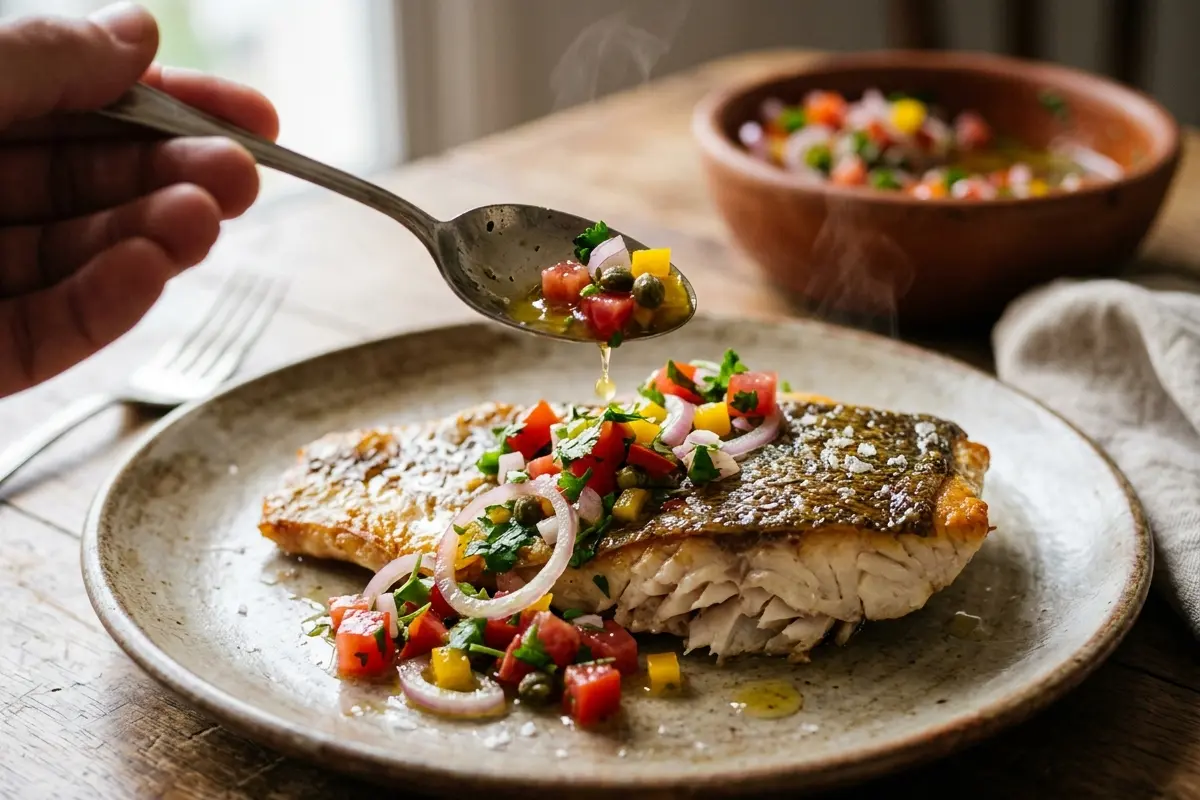 Vinagrete para peixe assado: o segredo da cebola roxa e cheiro-verde Vinagrete para peixe assado: o segredo da cebola roxa e cheiro-verde