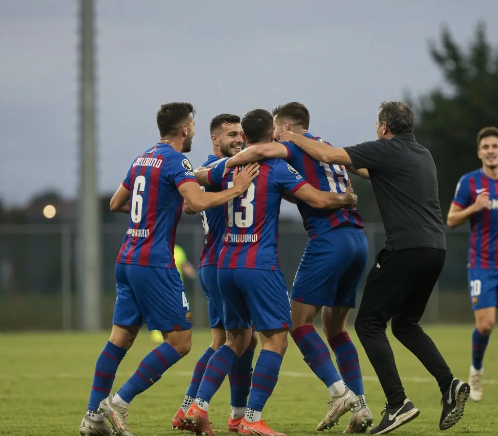 Bahia vence por 6 a 0 e garante vaga na final da Copa Salvador sub-17 Jogadores do Bahia celebram no campo vistos de costas e de perfil, torcida ao fundo.