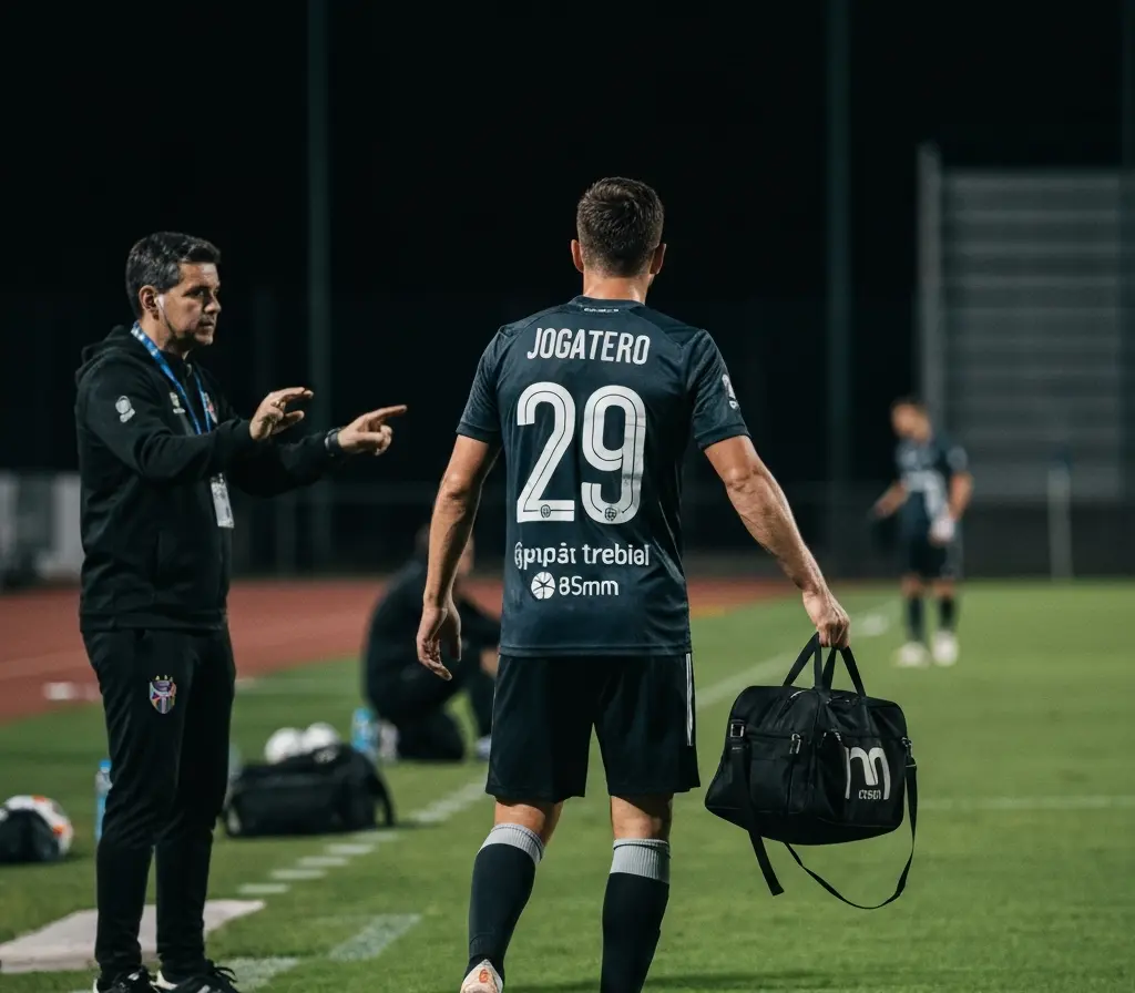 Bahia empresta Gabriel Xavier e perde opção na zaga em fase decisiva Jogador visto de costas deixando o gramado, não identificável, cenário do estádio ao entardecer