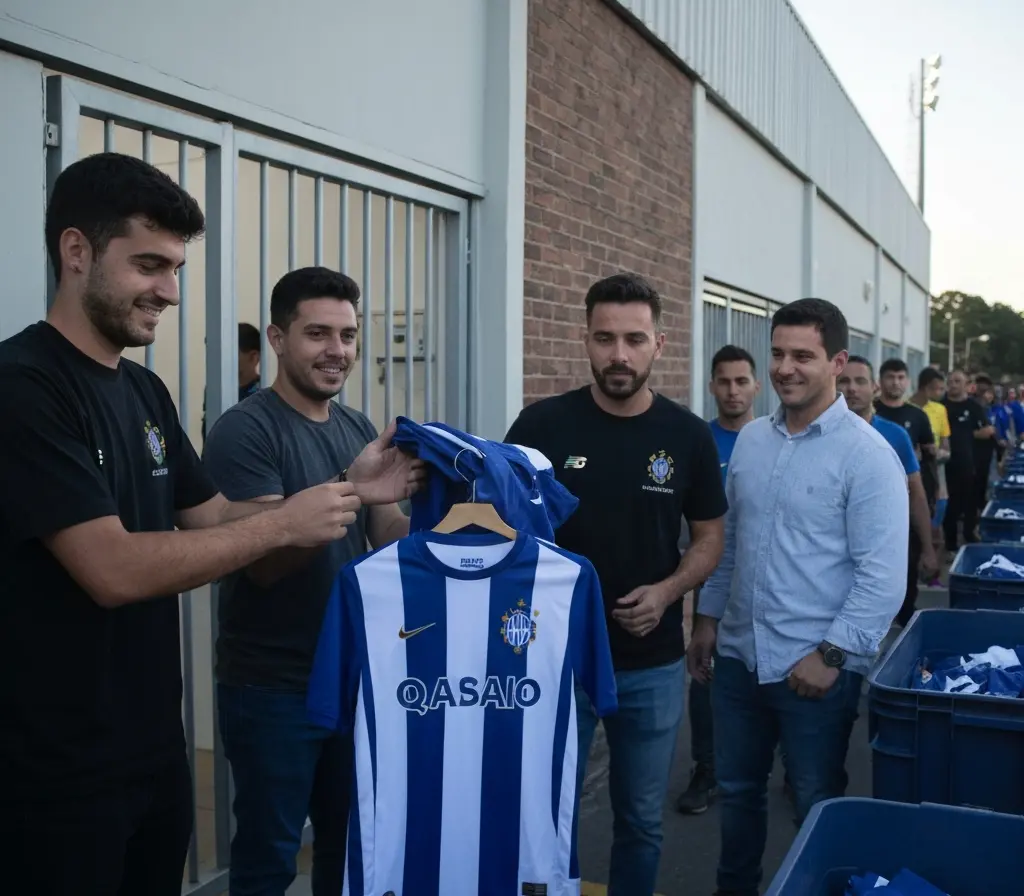 Bahia inicia entrega da camisa do sócio 2026 e estimula presença nos estádios Voluntário entrega nova camisa do sócio a torcedor de perfil na entrada do estádio.
