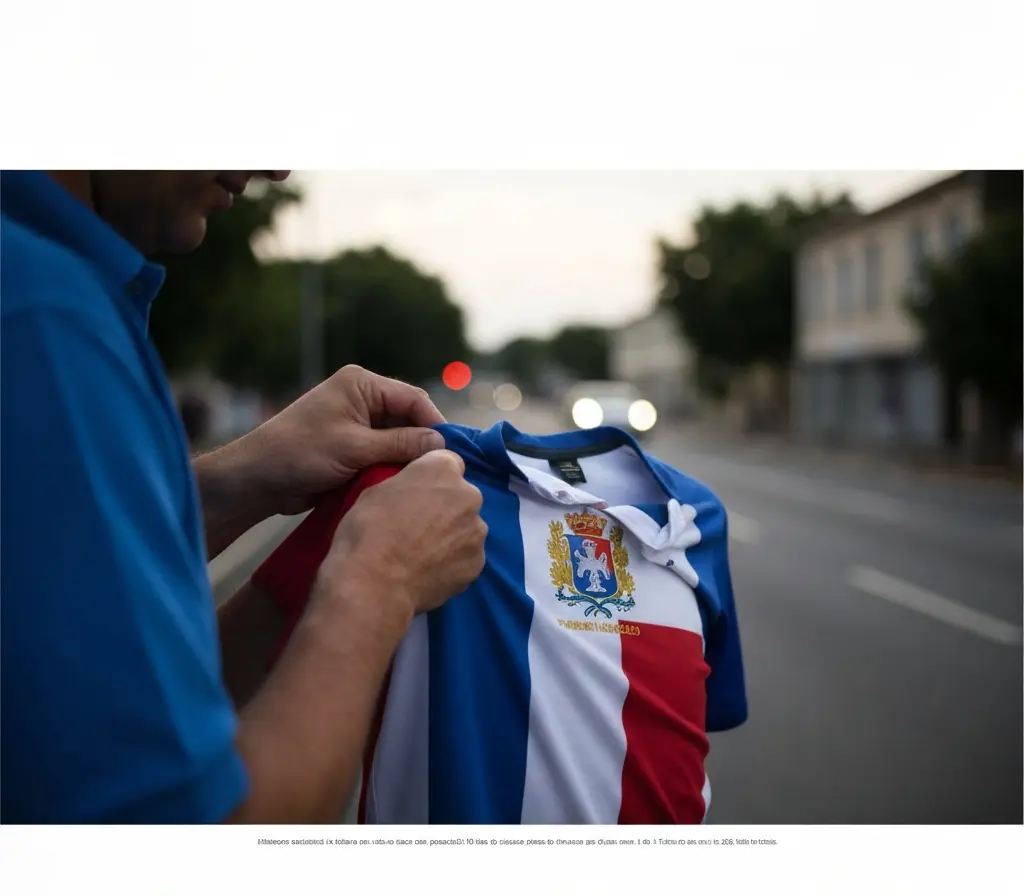 Escudo do Bahia pode ser modernizado e deve impactar camisas e torcedores Torcedor de costas segurando camisa com emblema em formato de escudo modernizado