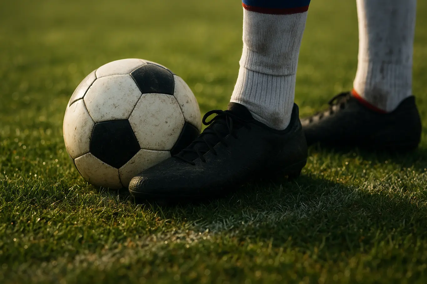 Bahia decide vaga nas quartas contra Juazeirense às 15h Close na bola e chuteiras sobre o círculo central com grama levantada, detalhe do jogo às 15h