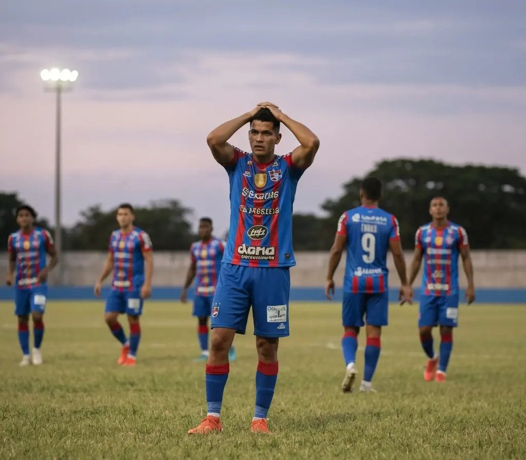 Bahia perde para Juventude e complica classificação no brasileiro sub-20 Jogador do Bahia de costas, mão na cabeça, sentado no gramado após jogo