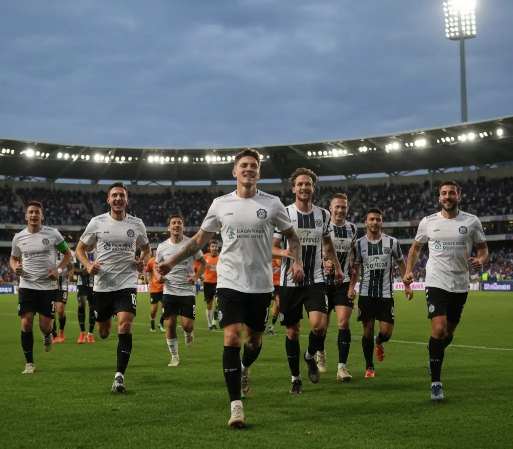 Bahia é o melhor visitante relativo do Brasileirão e pressiona no segundo turno Jogadores visitantes vistos de costas celebrando gol em estádio lotado