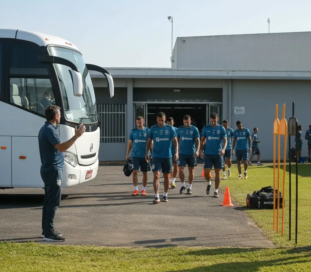 Bahia se reapresenta no ct e inicia preparação por estabilidade no campeonato Jogadores do Bahia reapresentando-se no centro de treinamento, vistos de costas