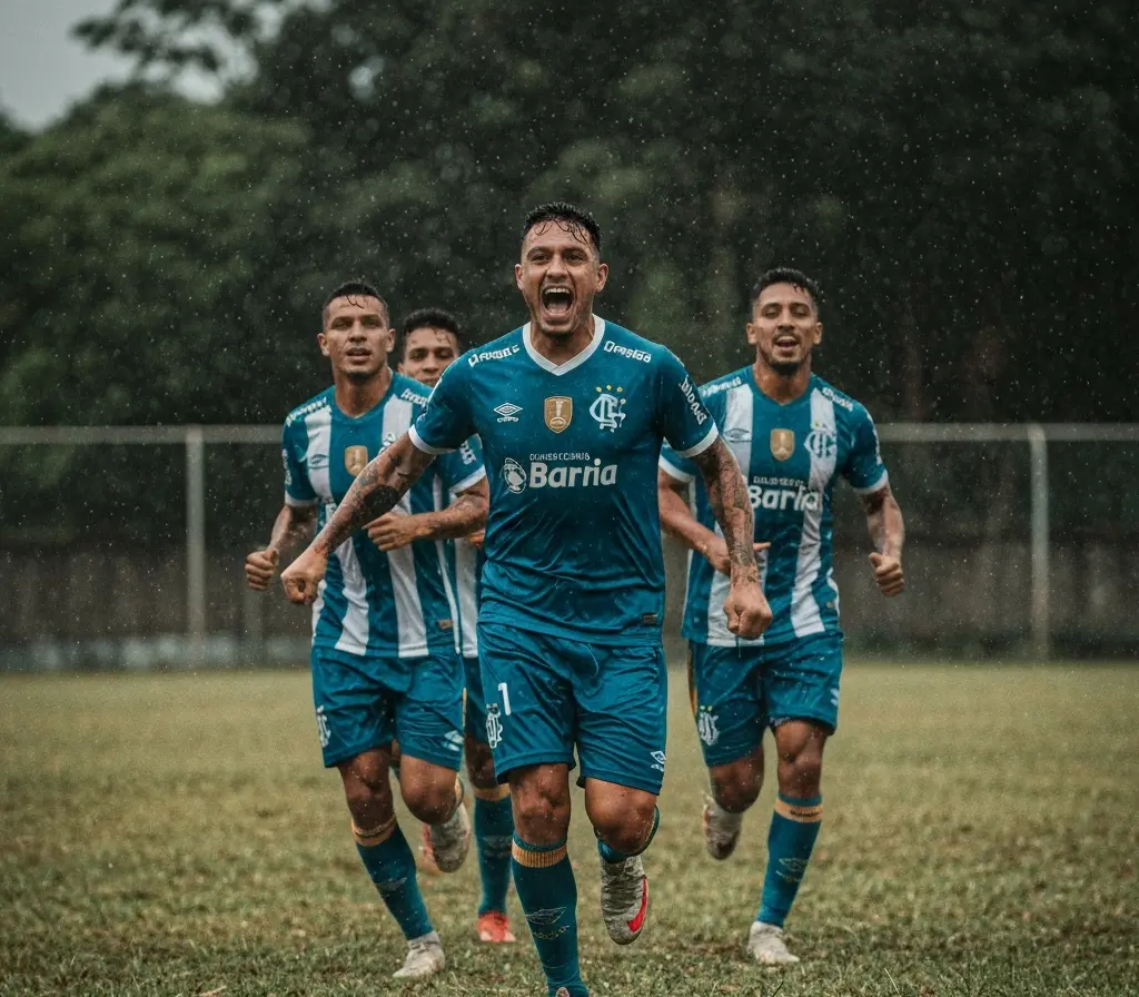 Bahia vence Santos por 2 a 0 e reforça chance na briga por vaga Jogadores do Bahia comemoram de costas no campo após gol, torcida desfocada ao fundo