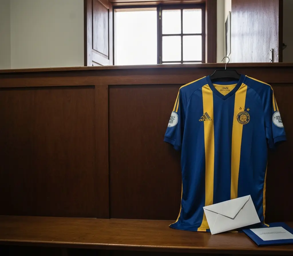 Argentino Matías Vargas fica livre, mas salário trava reforço do Bahia Vestiário vazio com camisa dobrada e envelope em banco