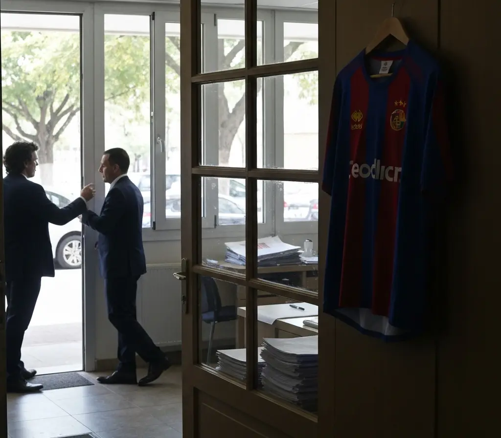 Argentino Matías Vargas fica livre, mas salário trava reforço do Bahia na Série A Vestiário vazio com camisa listrada azul e vermelha sem logos e figura de costas saindo